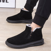 Men’s Winter Snow Boots – Warm Cotton Plush Ankle Boots with Side Zipper, Casual Daily Wear